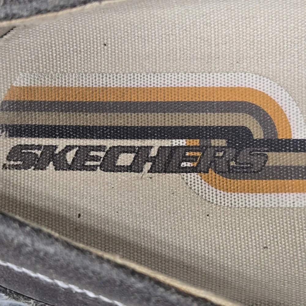 Skechers Mens 10 Charcoal‎ Leather Contrast Stitch Slip On Loafer 62176
